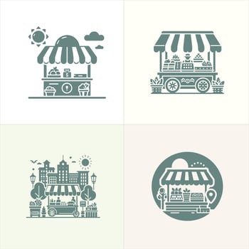 market stall silhouette illustration vector