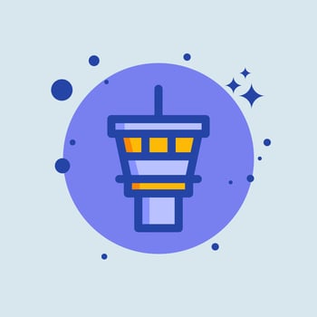 Control tower flat illustration. Terminal signs illustration. vector