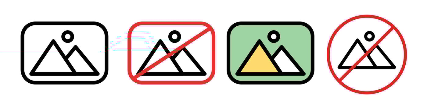 Missing Image or Photo Upload Error Icon for Picture Attachments vector