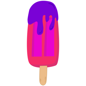 Pink ice cream with stick flat style. png