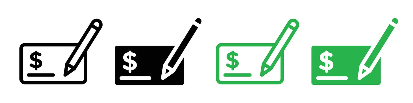 Bank Cheque Signing Icon for Financial Transactions vector