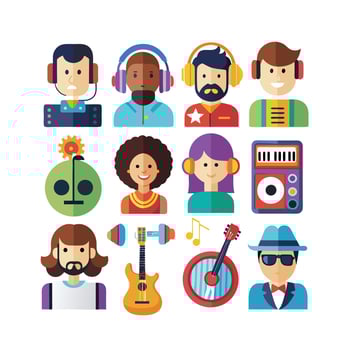 Music and Entertainment Icon Set Collection Illustration vector