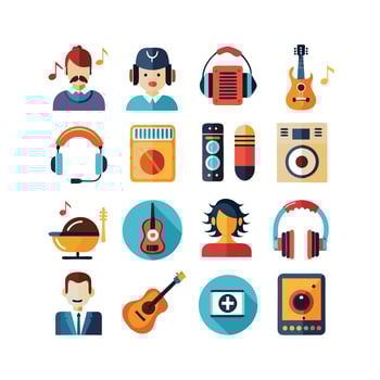 Music and Entertainment Icon Set Collection Illustration vector