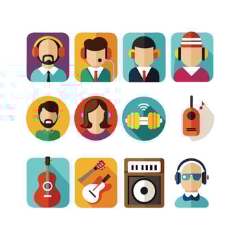 Music and Entertainment Icon Set Collection Illustration vector