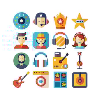 Music and Entertainment Icon Set Collection Illustration vector