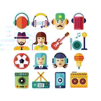 Music and Entertainment Icon Set Collection Illustration vector