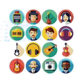 Music and Entertainment Icon Set Collection Illustration vector