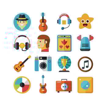 Music and Entertainment Icon Set Collection Illustration vector