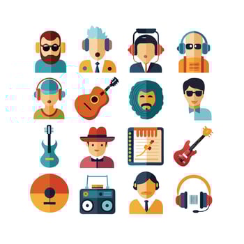 Music and Entertainment Icon Set Collection Illustration vector