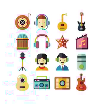 Music and Entertainment Icon Set Collection Illustration vector