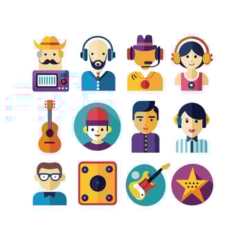 Music and Entertainment Icon Set Collection Illustration vector