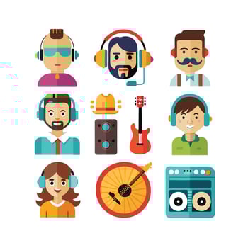 Music and Entertainment Icon Set Collection Illustration vector