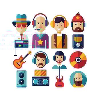 Music and Entertainment Icon Set Collection Illustration vector