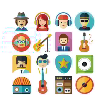 Music and Entertainment Icon Set Collection Illustration vector