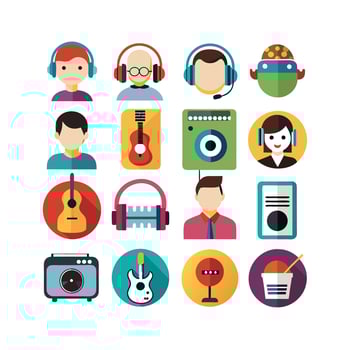 Music and Entertainment Icon Set Collection Illustration vector