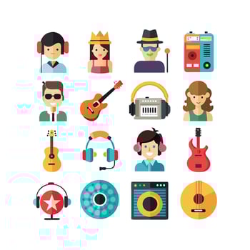 Music and Entertainment Icon Set Collection Illustration vector