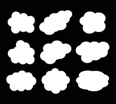 white color clouds shape set design vector