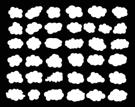 white color clouds shape set design vector