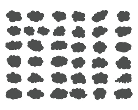 black color clouds shape set design vector