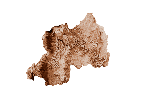 Map of Rwanda in old style, brown graphics in a retro style Vintage Style. High detailed 3d illustration png