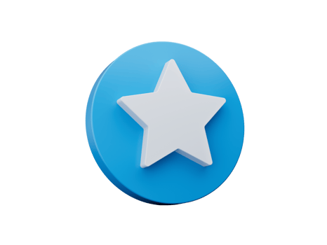 Blue rating star icon sign or review success award symbol 3d illustration png