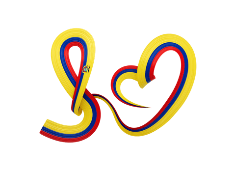 3d Flag Of Ecuador Heart Shape Shiny Wavy Awareness Ribbon Flag 3d Illustration png