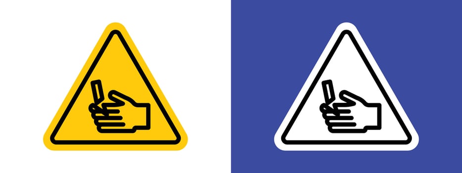 Hand Cutting Warning Sign Promote Safety with Blade Alerts vector