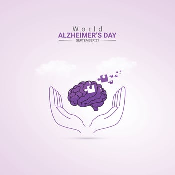 World Alzheimer's Day creative ads design. brain, hand and bulb isolated on Template for background. Alzheimer's Poster, , 3d, illustration, Sep 21. Important day, Holiday concept. vector