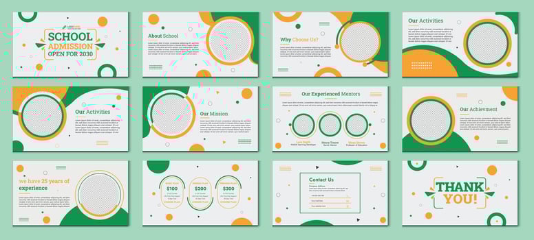 Education PowerPoint presentation slides template design. Use for modern keynote presentation background, brochure design, website slider, landing page, annual report, vector