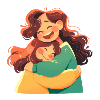 Beautiful mother hugging her children png
