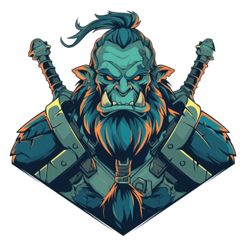 Illustration of giant monster soldier with weapon png