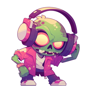 Zombie with headphones and dancing png