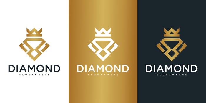 Combination diamond and crown logo design. Premium vector