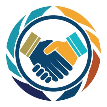 a minimalist handshake logo art illustration with a handshake icon logo vector