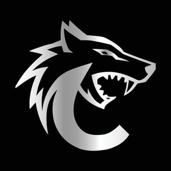 Fox head illustration. Letter C Monogram design wolf face template. vector