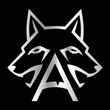 Fox head illustration. Letter A Monogram design wolf face template. vector