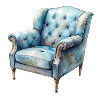 Sofa with Button Tufted Watercolor Image png