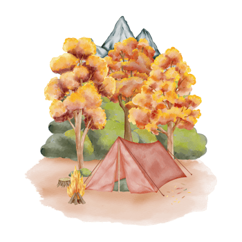 Watercolor Autumn Picnic Camp Site png