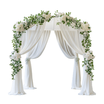 Elegant wedding arch with floral decorations isolated on a transparent background png