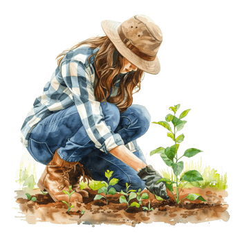 Earthy Gardener Planting Clipart Watercolor Nature Element png