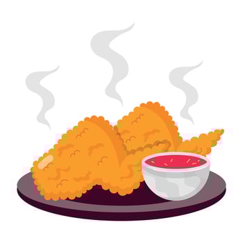 WebHot serving with ketchup sauce, flat sticker vector