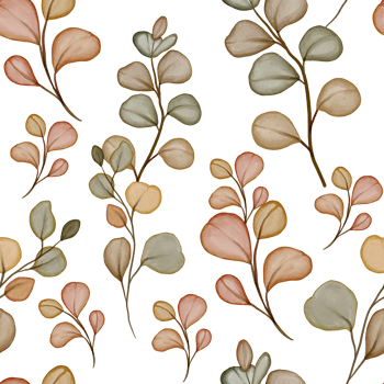 watercolor autumn eucalyptus seamless pattern png