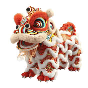 Chinese Lion on Transparent Background Genereted AI png