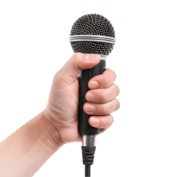 Hand holding microphone on a transparent background png