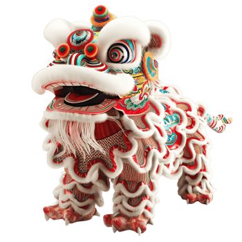 a chinese lion statue with a white background Genereted AI png