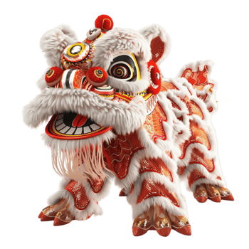 A Render Chinese Lion Dance Transparent Background Genereted AI png