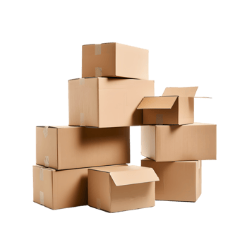 Stacked cardboard boxes on a transparent background png
