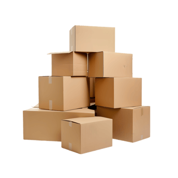 Stacked cardboard boxes on a transparent background png