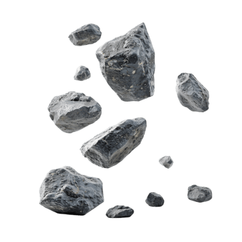 Black rocks on a transparent background png