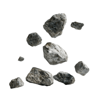 Assorted river stones on a transparent background png